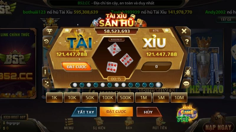 Hệ thống game Tài Xỉu Online B52 Club phong phú